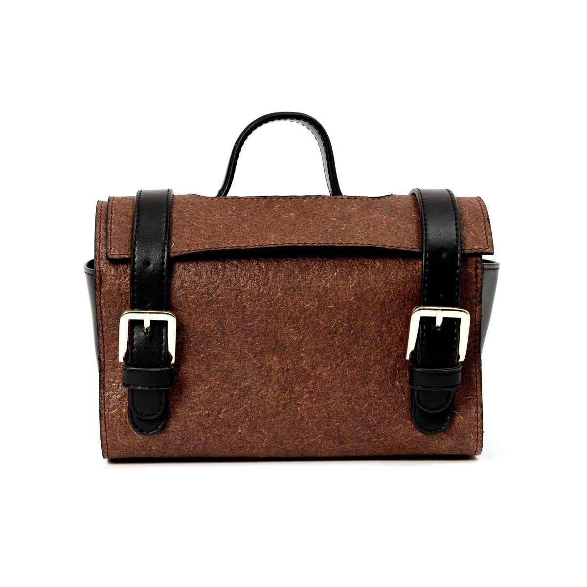 Utility Kit with Buckles & Handle – Vegan Leather (Madder Red & Black)