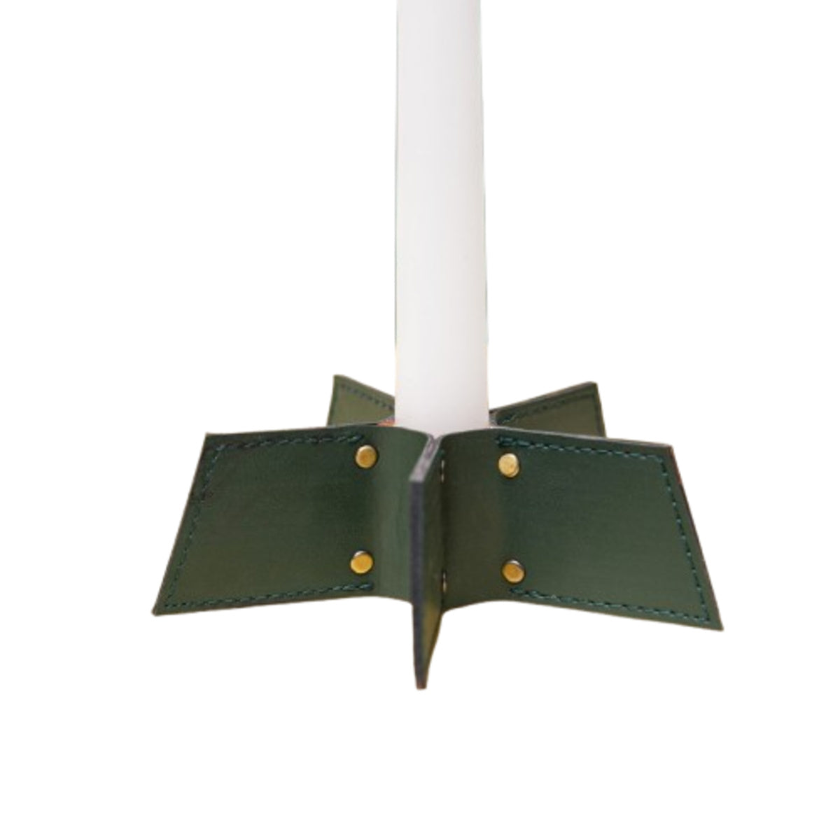 Vegan Leather Festive Decor Handcrafted Christmas Candleholder (Green)