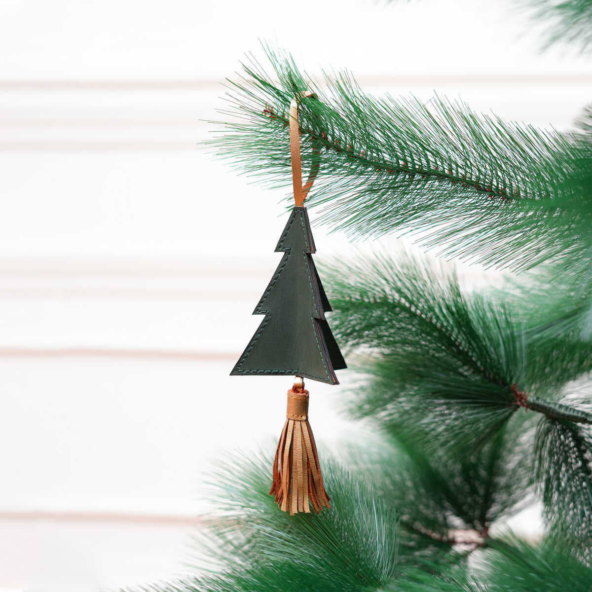 Vegan Leather Festive Decor Handcrafted Christmas Tree (Green)