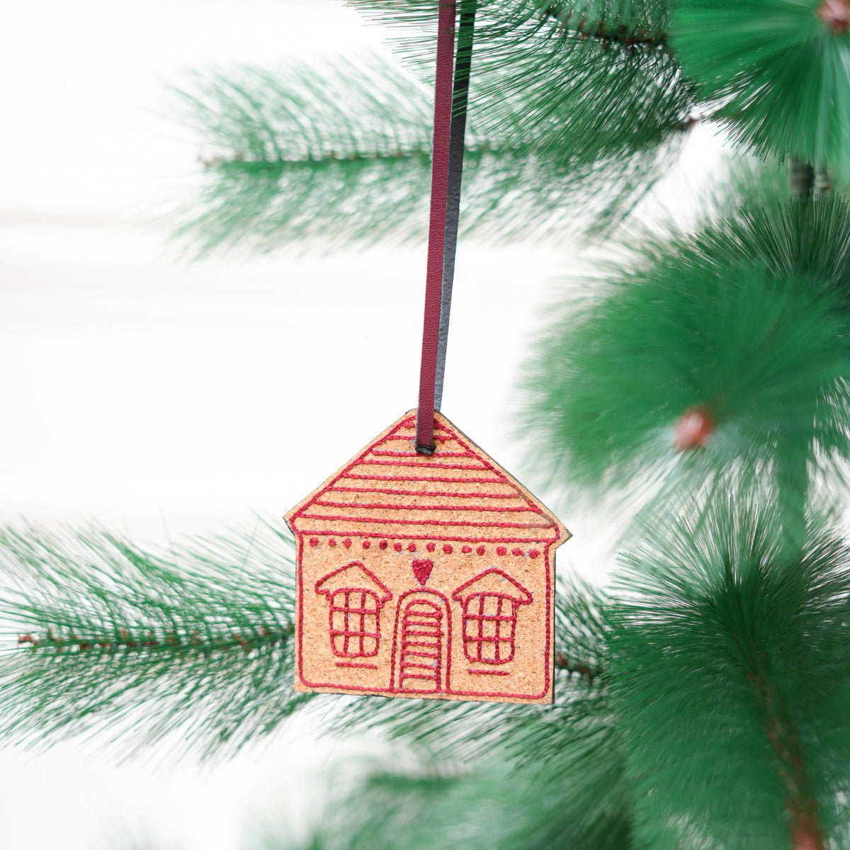Vegan Leather Festive Decor Handcrafted Christmas House (Gingerbread)