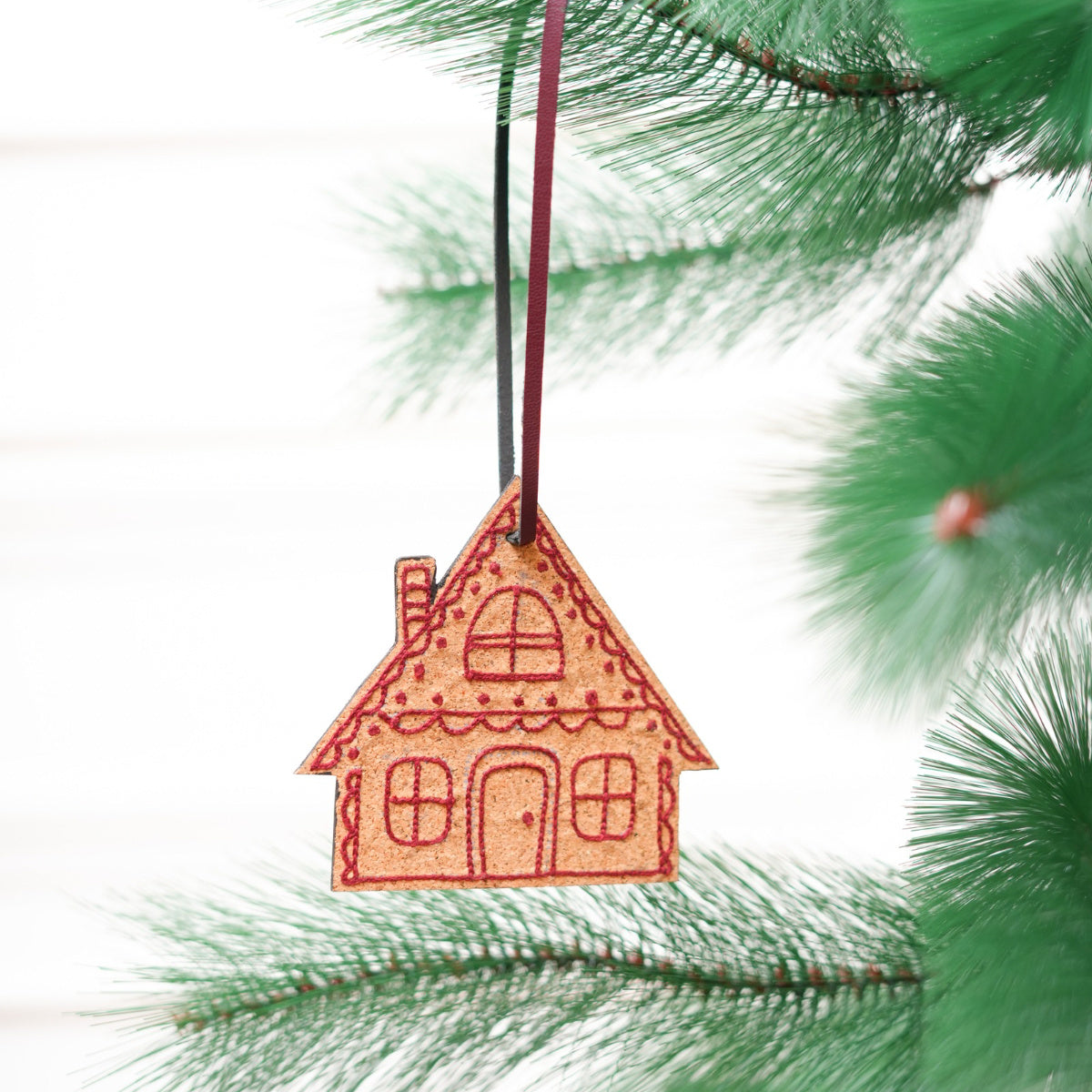 Vegan Leather Festive Decor Handcrafted Christmas House (Gingerbread)