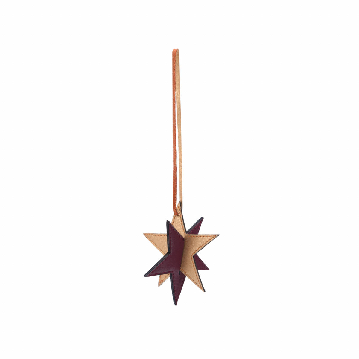 Vegan Leather Festive Decor Handcrafted Christmas Star (Orange)