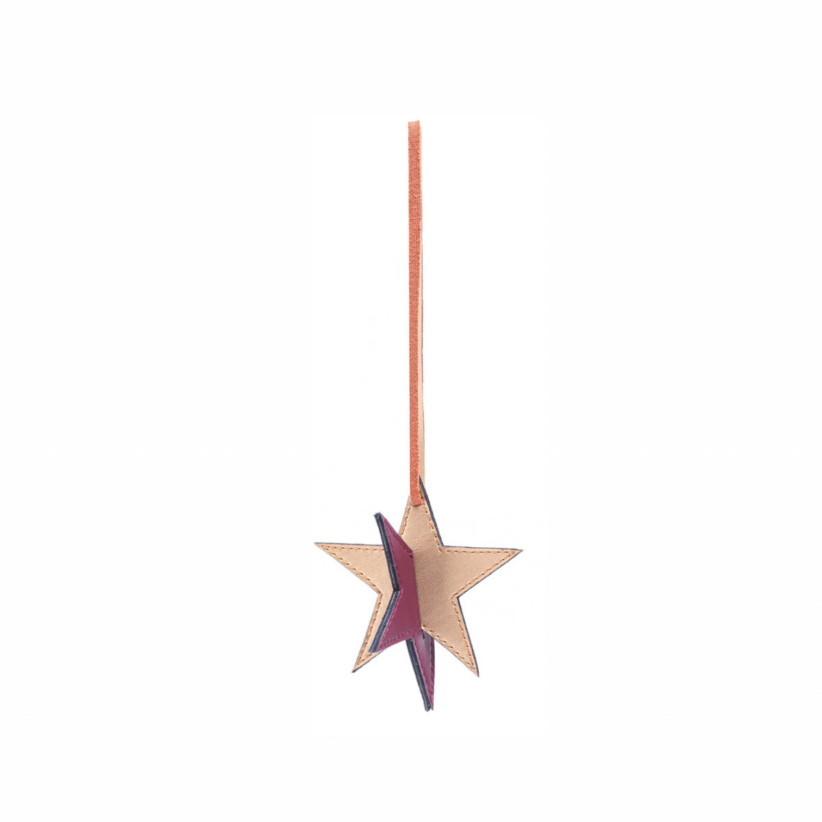 Vegan Leather Festive Decor Handcrafted Christmas Star (Orange)