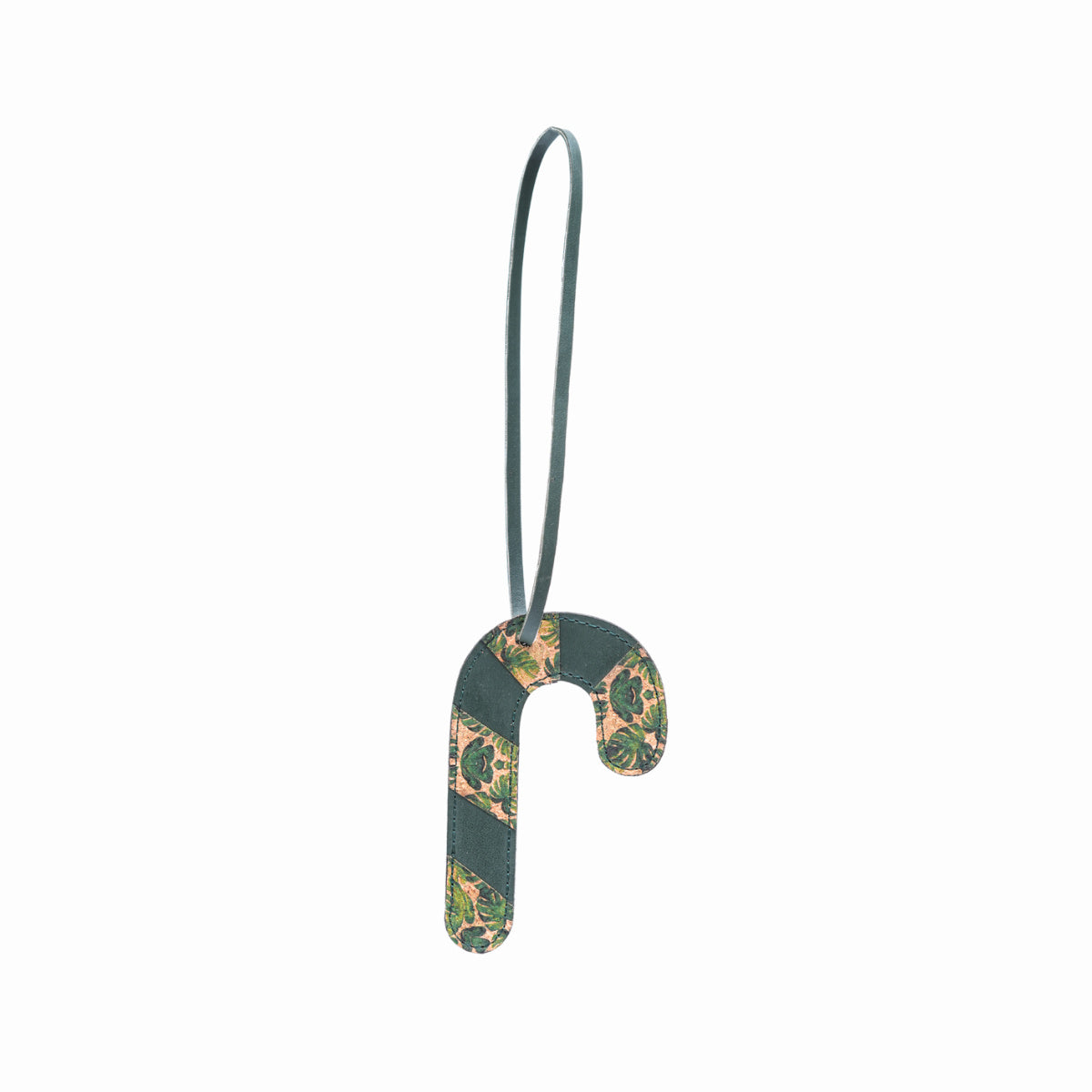 Vegan Leather Festive Decor Handcrafted Christmas Candy Cane (Green)