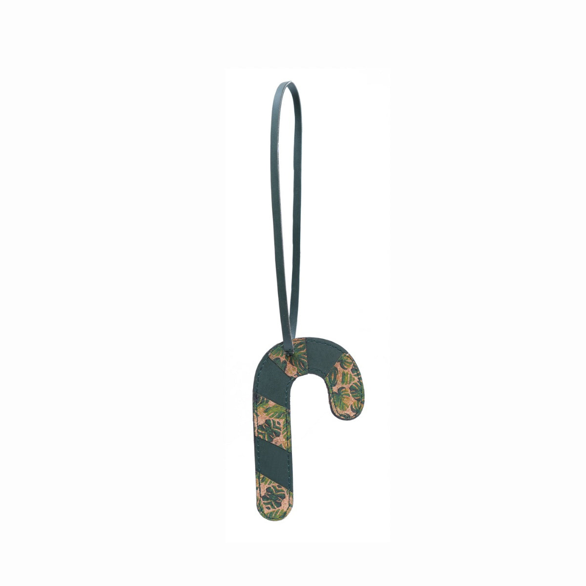 Vegan Leather Festive Decor Handcrafted Christmas Candy Cane (Green)