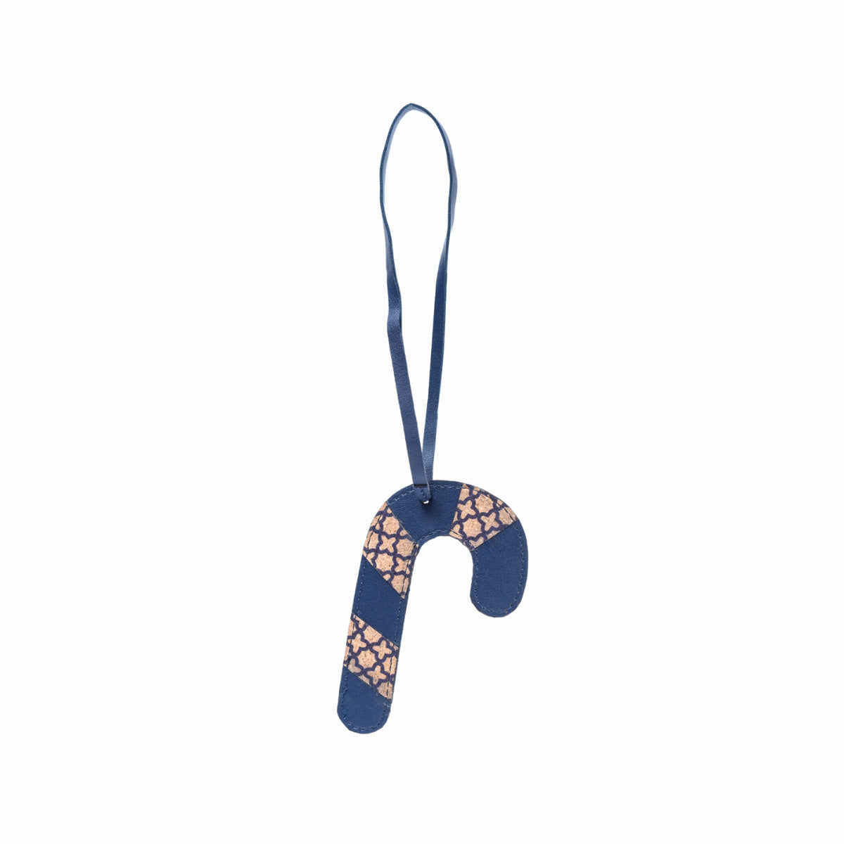 Vegan Leather Festive Decor Handcrafted Christmas Candy Cane (Blue)