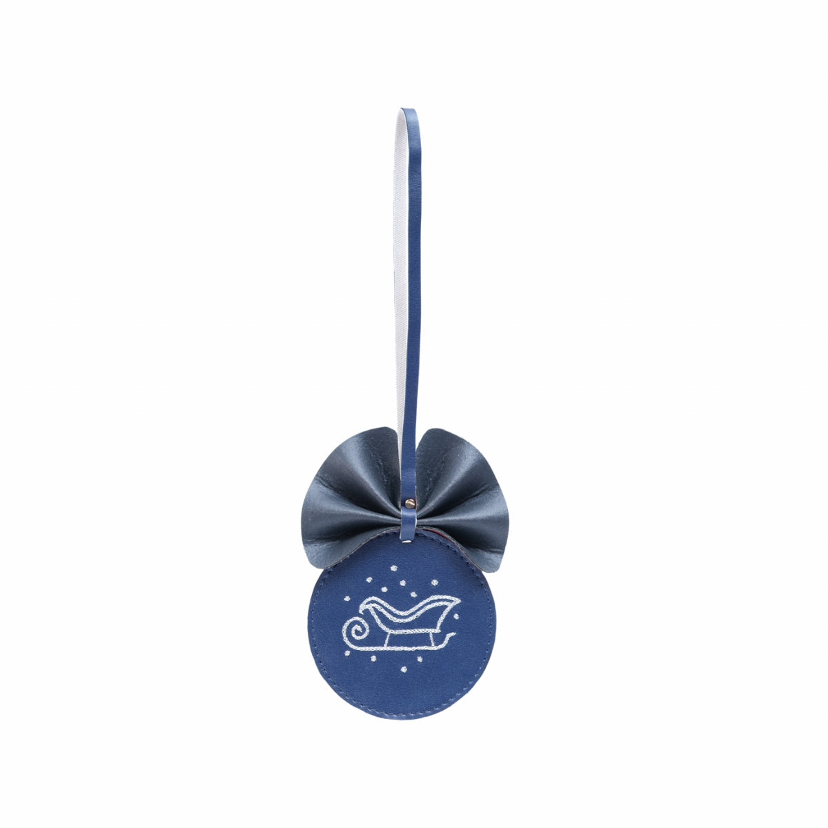 Cactus Leather Festive Decor Handcrafted Christmas Sleigh Bulb (Blue)