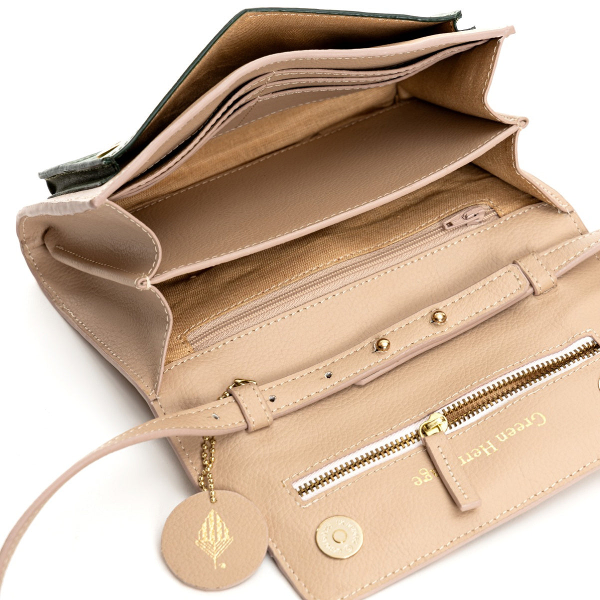 Fides (Almond & Green) | Women's bag made with Apple Leather