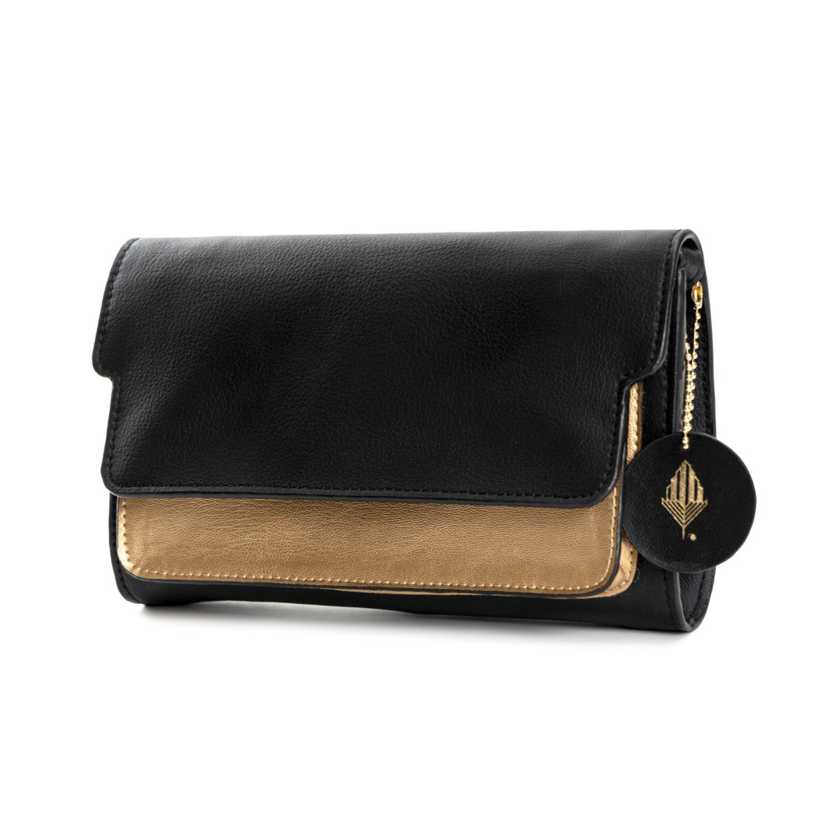 Fides (Black & Gold) | Women's bag made with Apple Leather