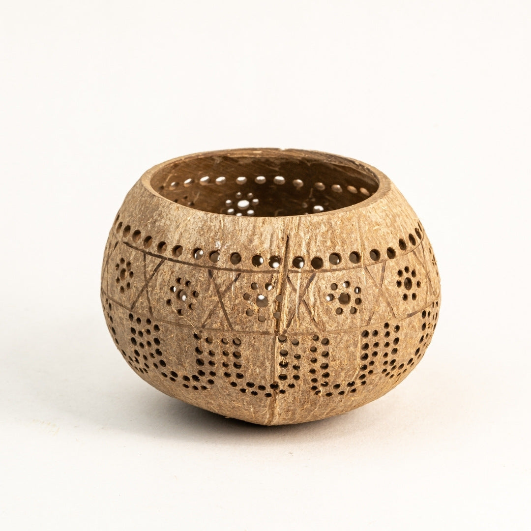 100% Natural Coconut Shell Candle Holder Lantern Tealight - Tropical
