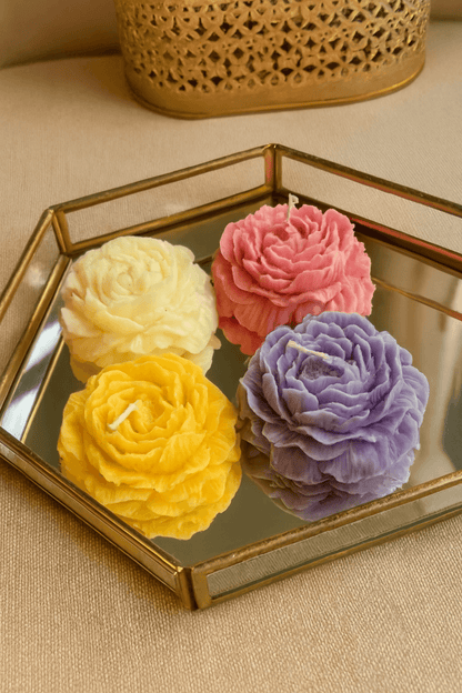 Peony Candle Set of 2 | Diwali Decorative Candles for Gifting