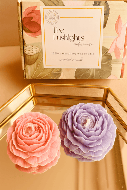 Peony Candle Set of 2 | Handcrafted Diwali Gift Candle