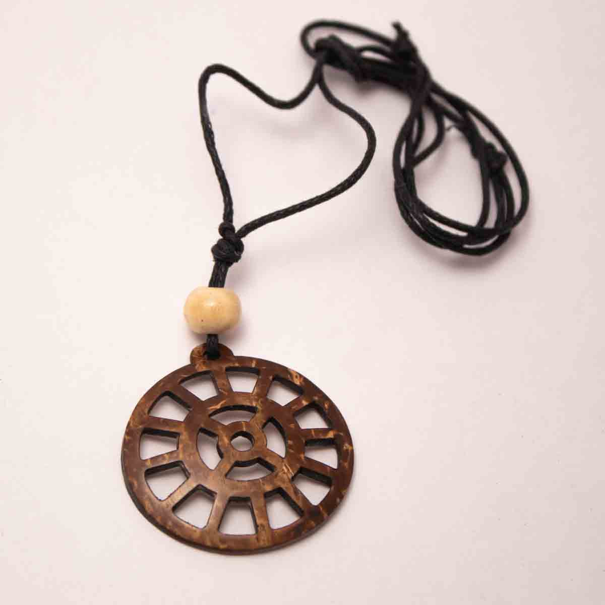 Coconut Shell Pendant - Sri Mother Symbol