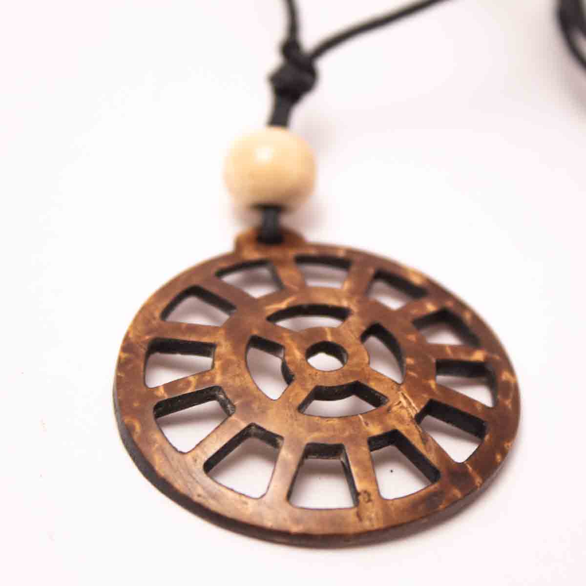 Coconut Shell Pendant - Sri Mother Symbol