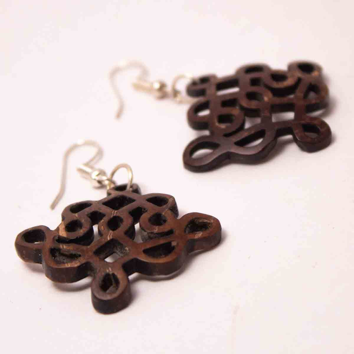 Coconut shell Kolam Design Earrings
