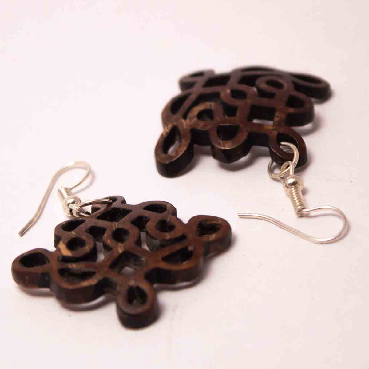 Coconut shell Kolam Design Earrings