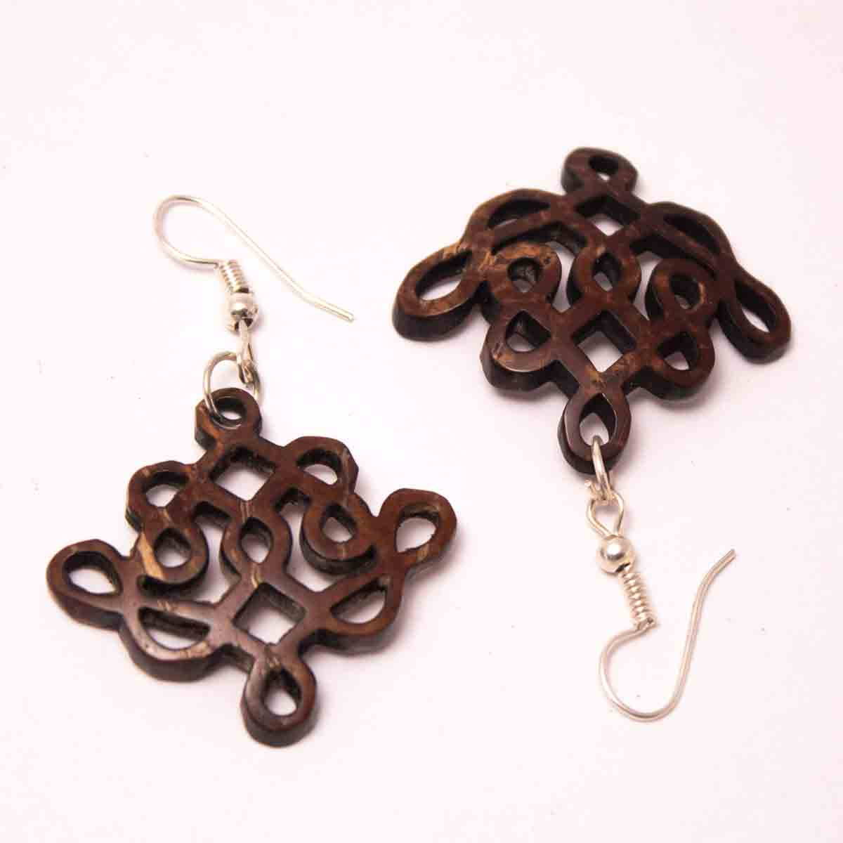 Coconut shell Kolam Design Earrings