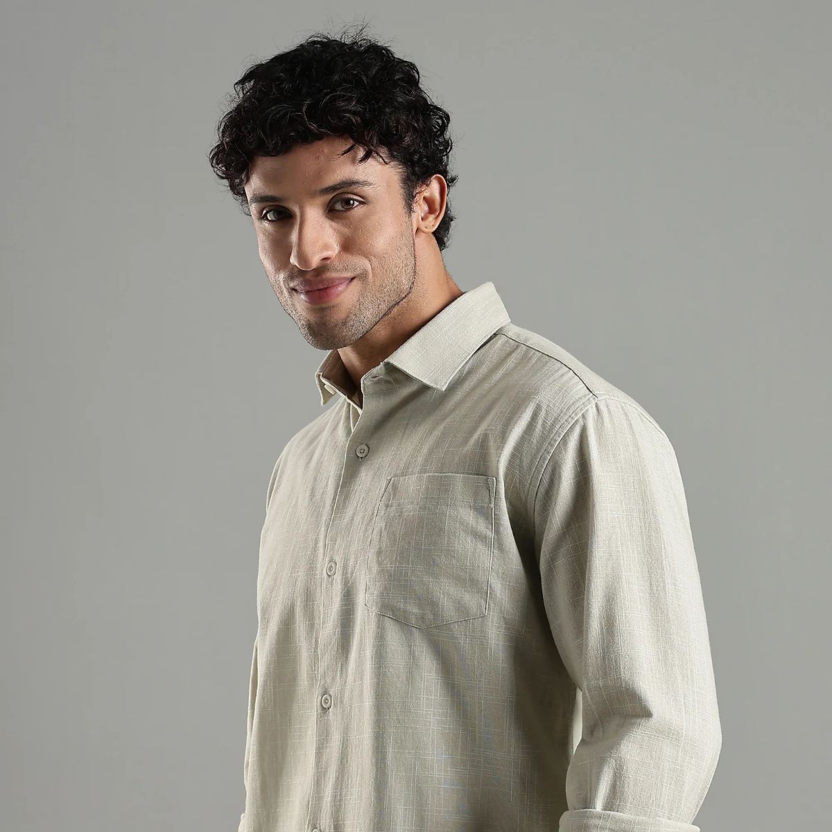 Sage Green Hemp Cotton Shirt for Casual Wear