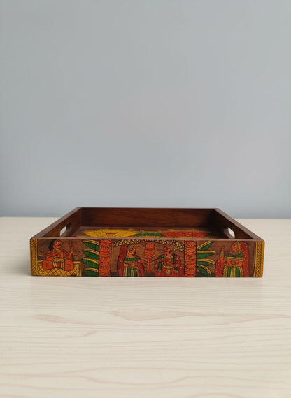 Wooden Phad Art Tray - Handpainted Serving Tray