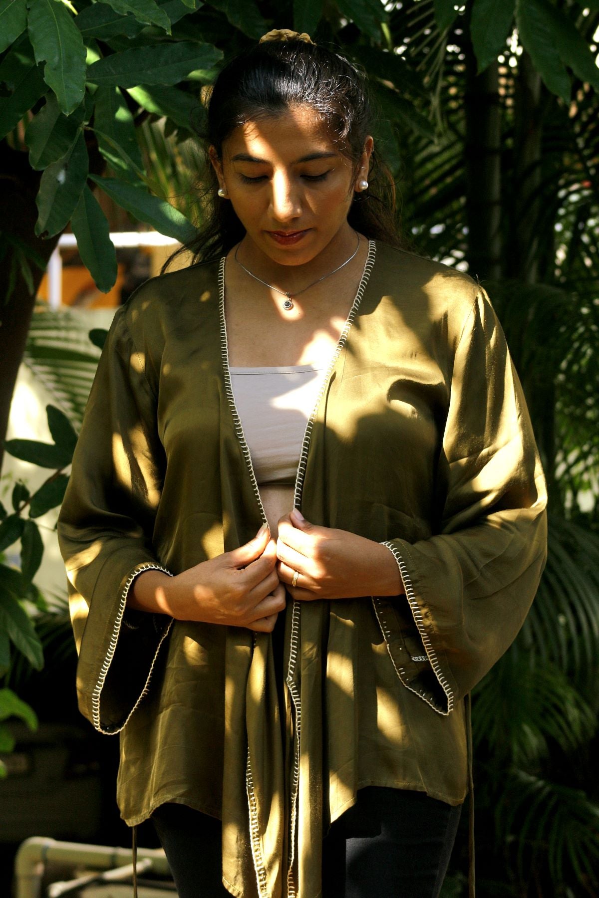 Olive Kimono | Elegant Modal Silk Kimono for Women