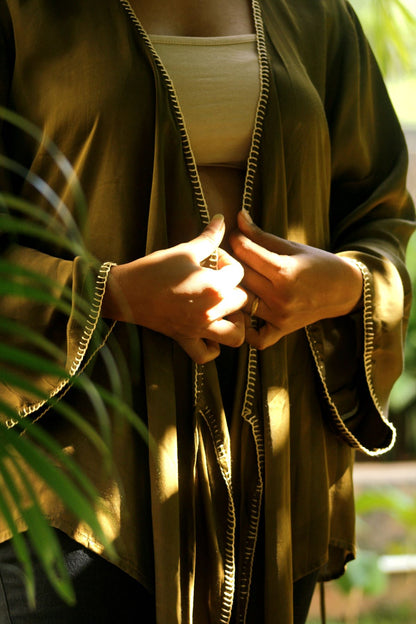 Olive Kimono | Elegant Modal Silk Kimono for Women