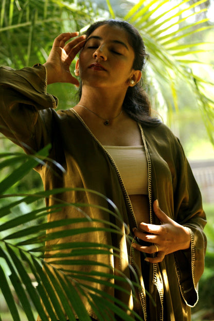 Olive Kimono | Elegant Modal Silk Kimono for Women