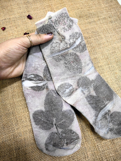 Naturally Dyed Sappan Leaf Ecoprinted Pure Cotton Socks