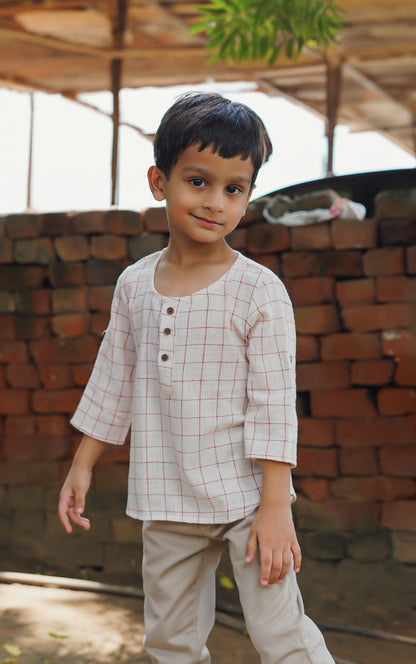 Baby of the World Short Kurta Top| Hand-Spun Cotton Kurta Top for Boys