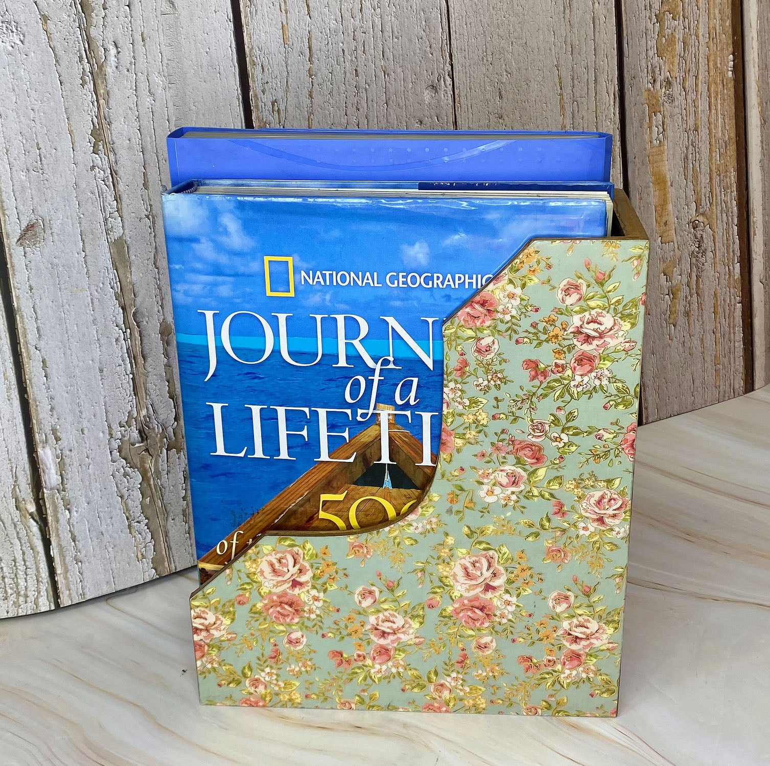 MDF Gold Foil Wooden Magazine Holder | Elegant Home Organizer