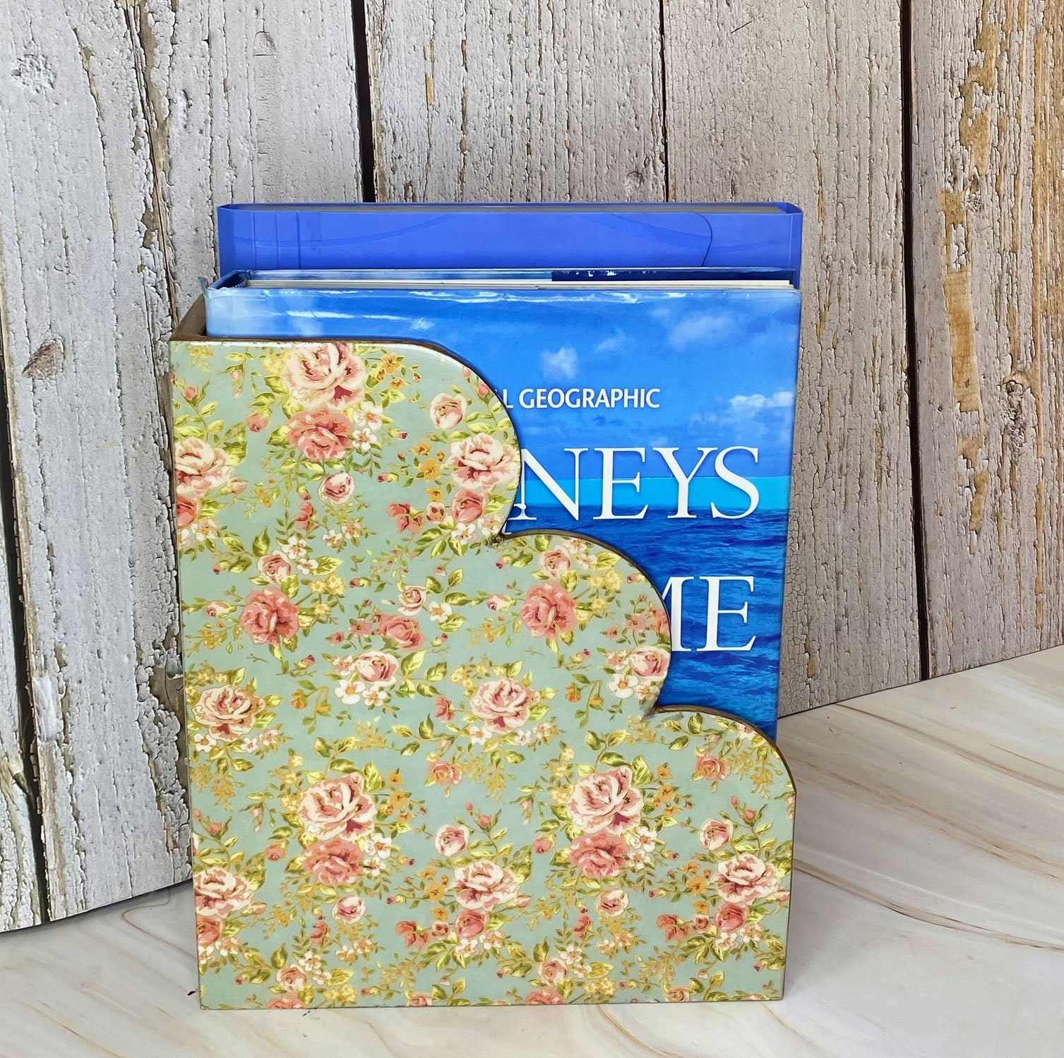 MDF Gold Foil Wooden Magazine Holder | Elegant Home Organizer