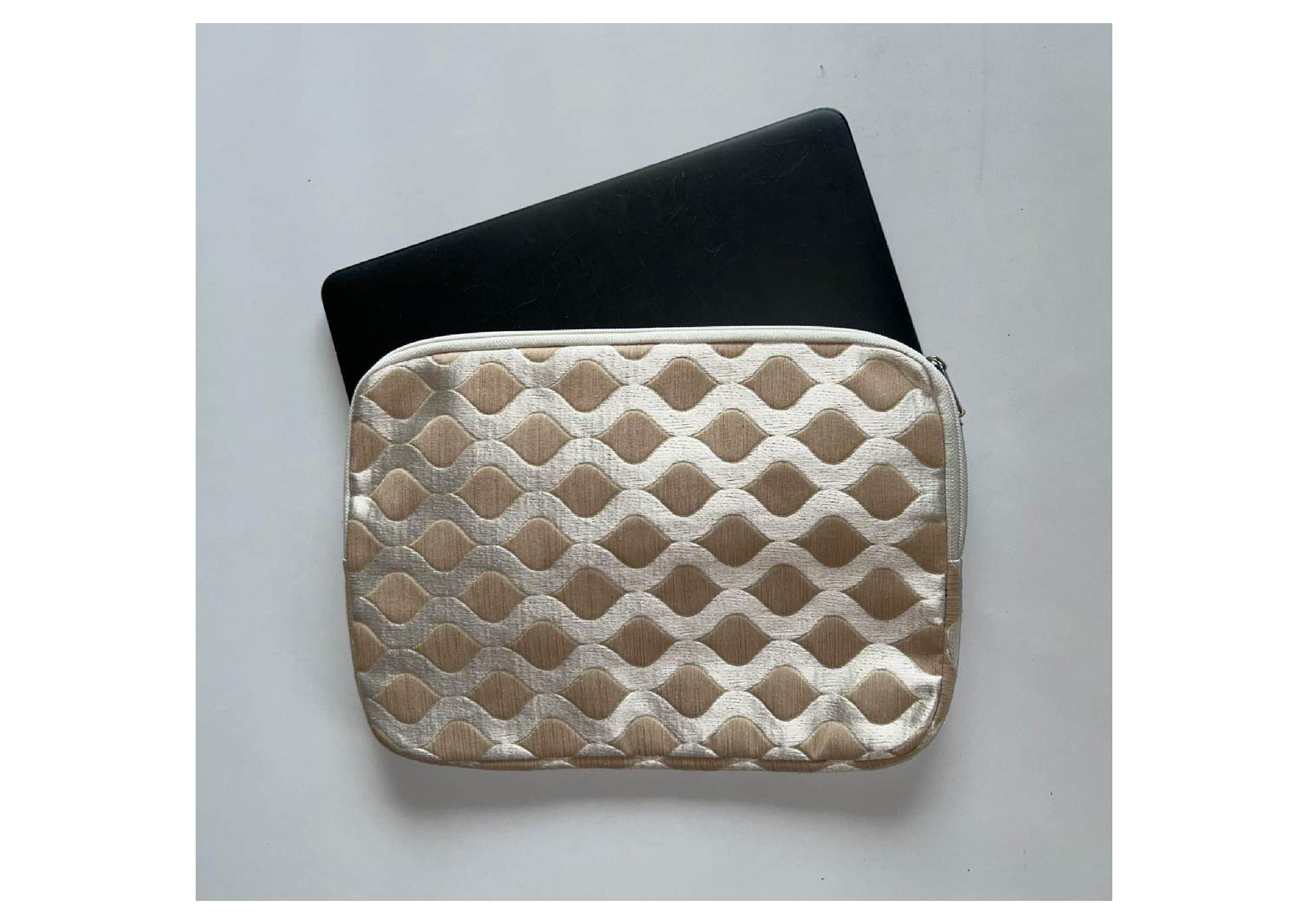 Upcycled Cloth & PU Leather Laptop Sleeve – 13 Inch |Handcrafted Cover