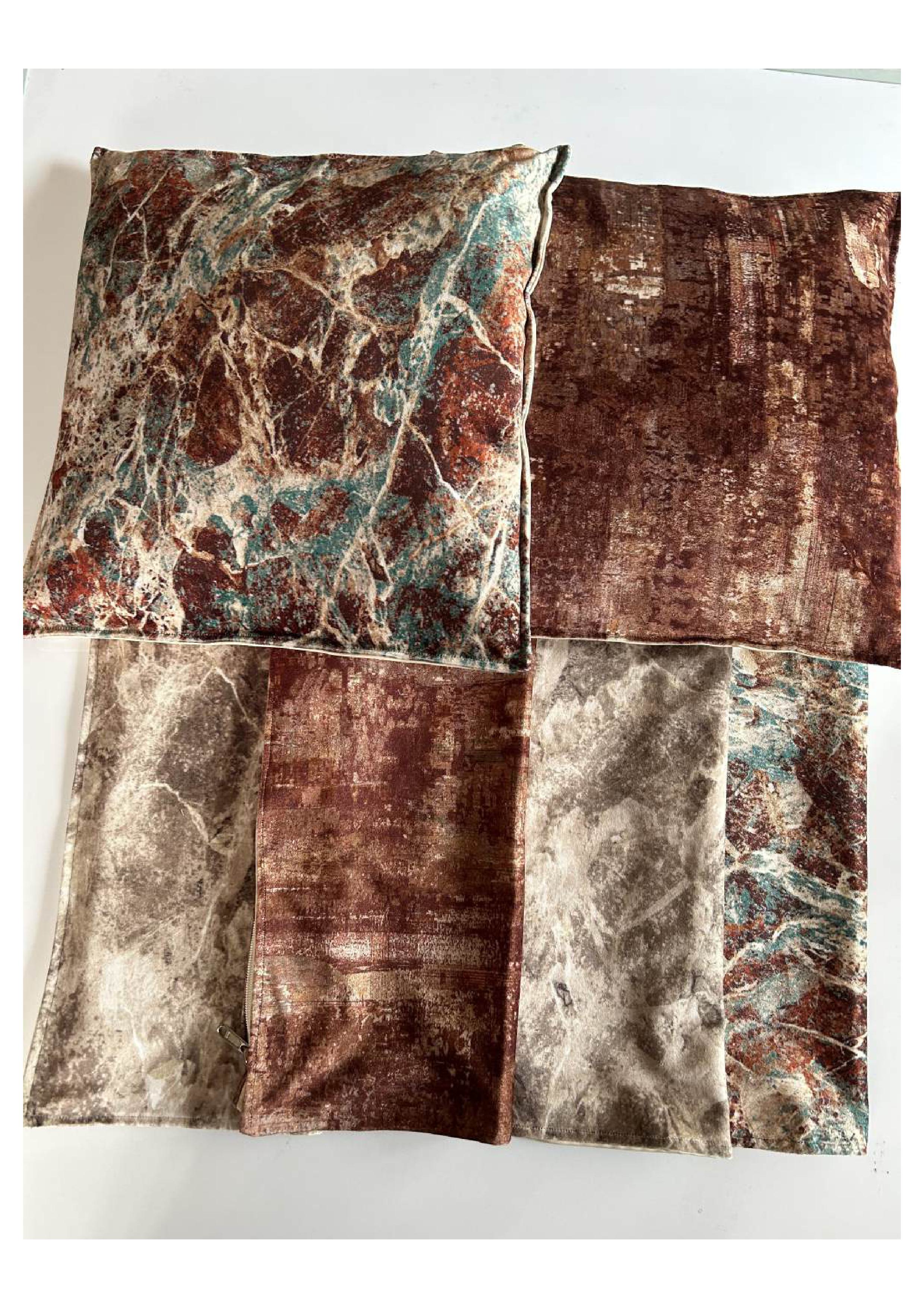 Handcrafted Cushion Covers – Set of 6 | Upcycled Cloth Textures