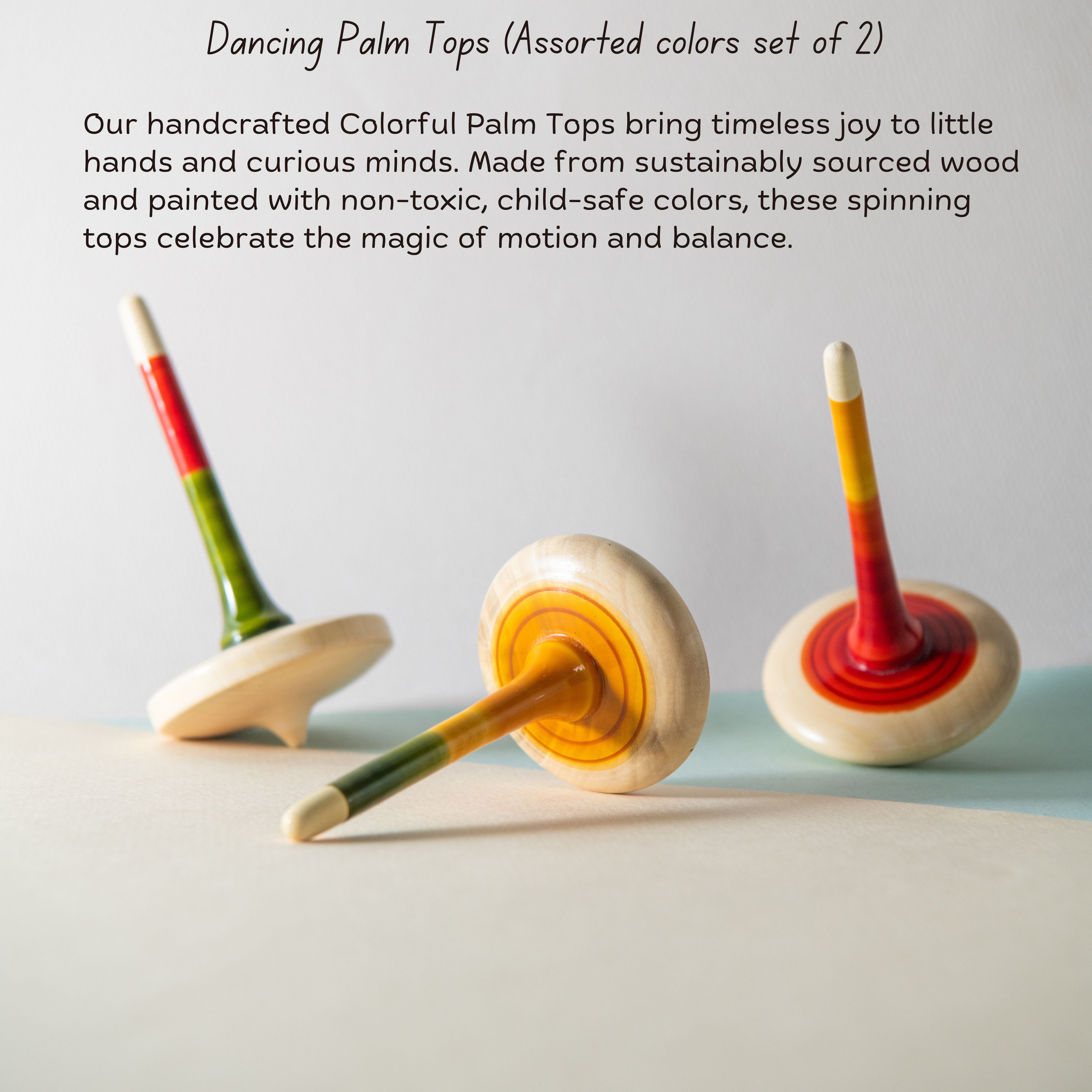 Freedom of Expression Handmade Wooden Spinning Tops (Set of 2)