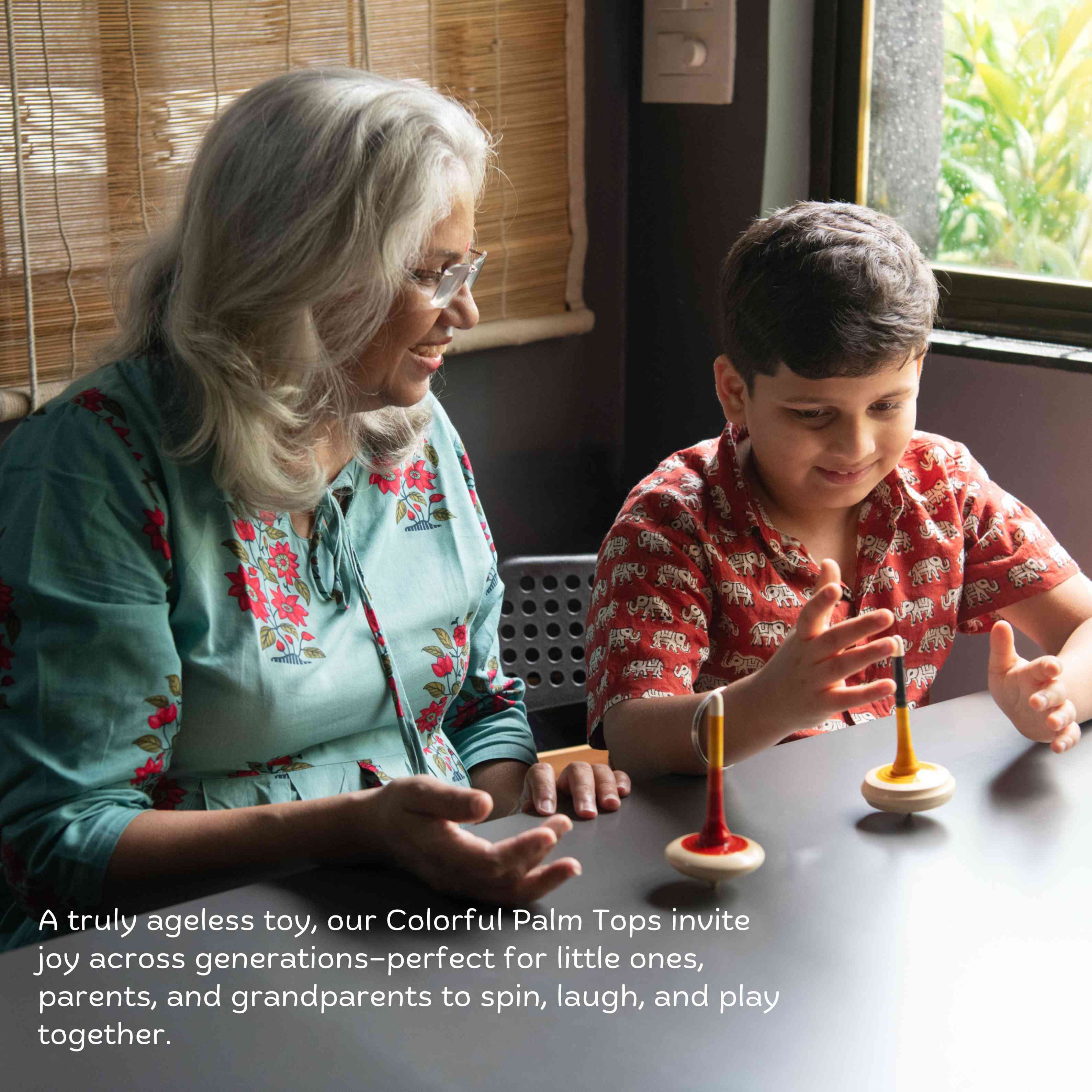 Freedom of Expression Handmade Wooden Spinning Tops (Set of 2)