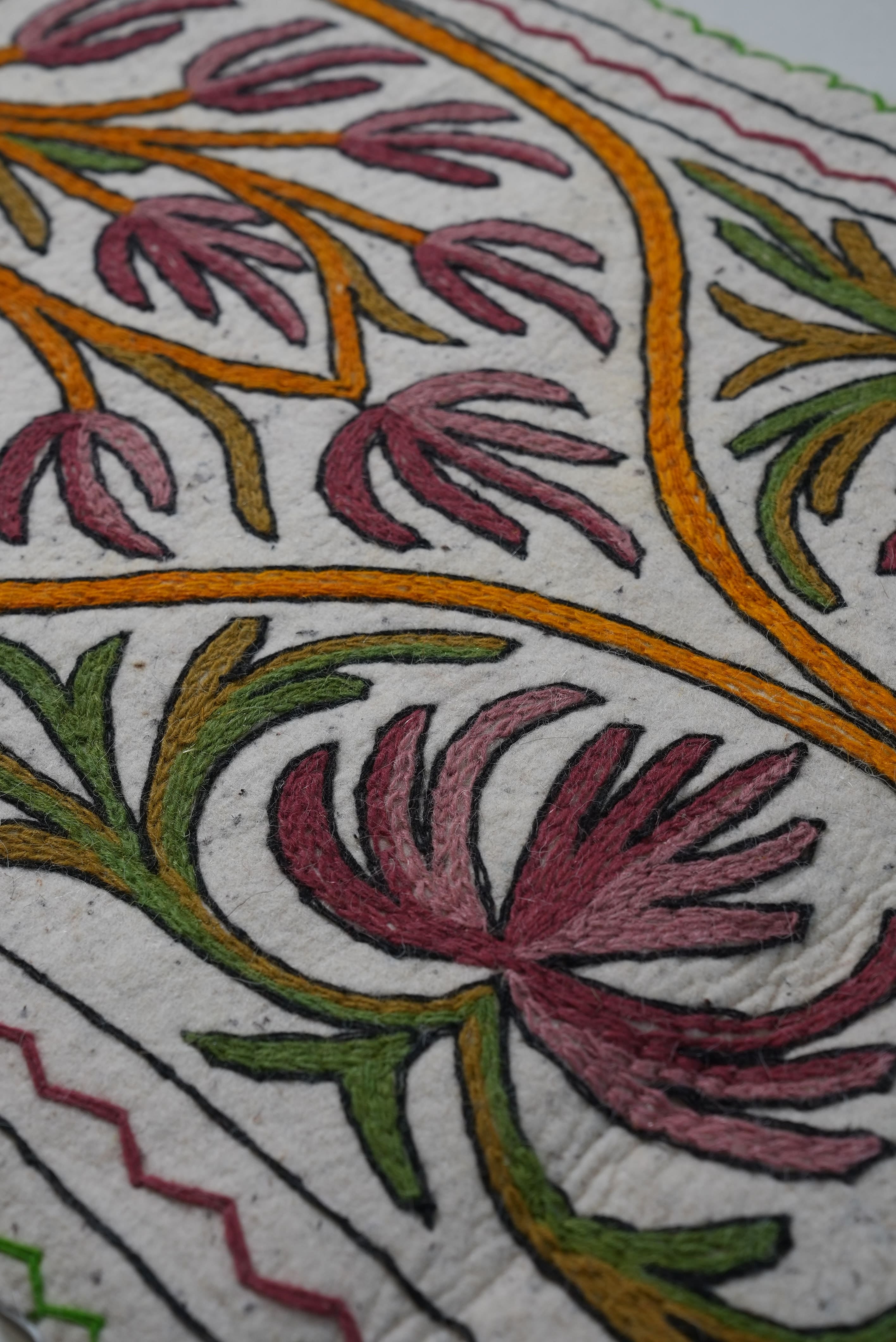 Handmade Namda Bedside Runner | Kashmiri Wool Felt Rug