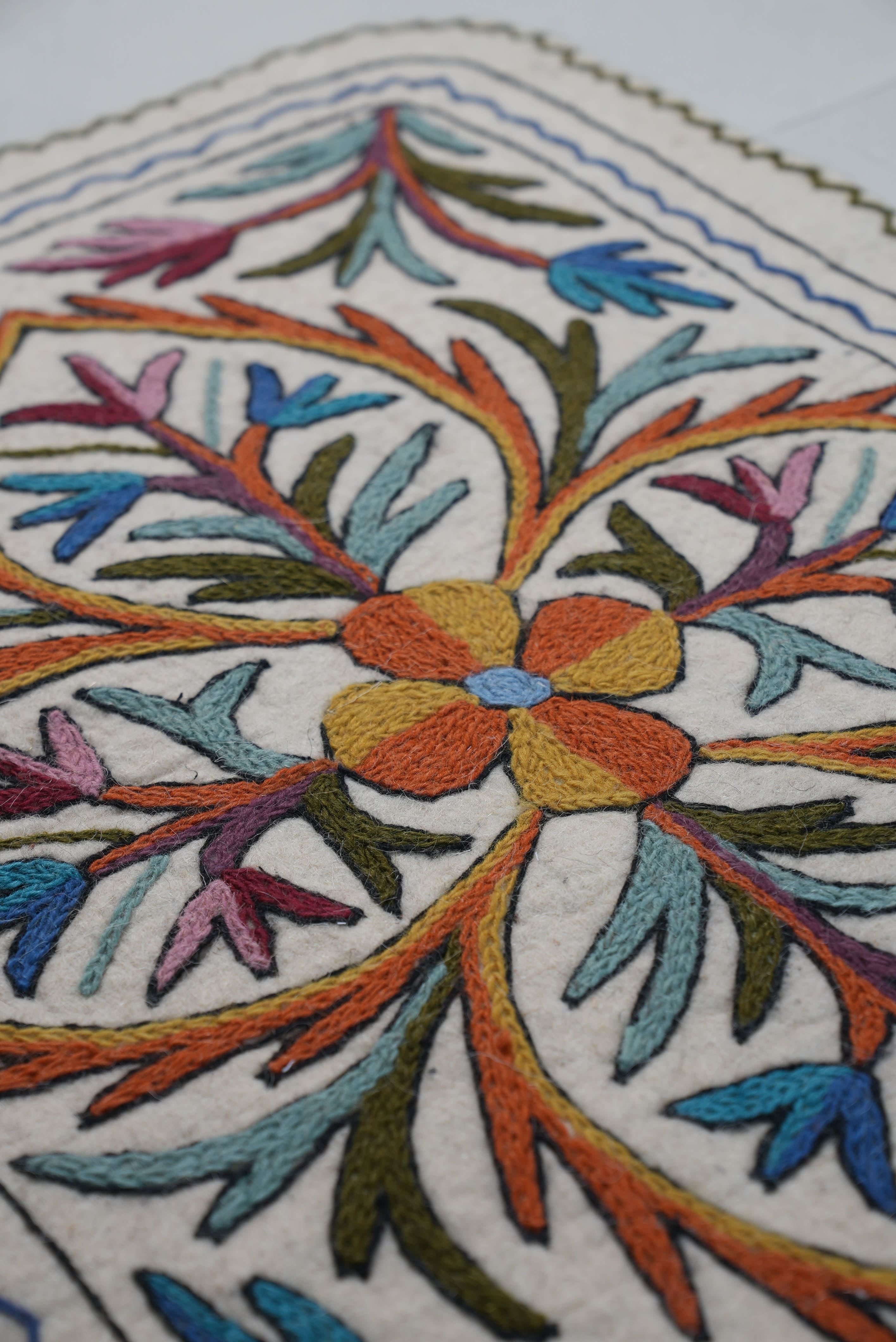 Handmade Namda Bedside Runner | Kashmiri Wool Felt Rug