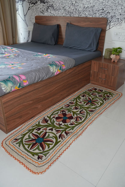 Handmade Namda Bedside Runner | Kashmiri Wool Felt Rug