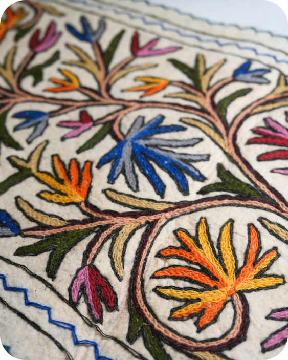 Handmade Namda Bedside Runner | Kashmiri Wool Felt Rug