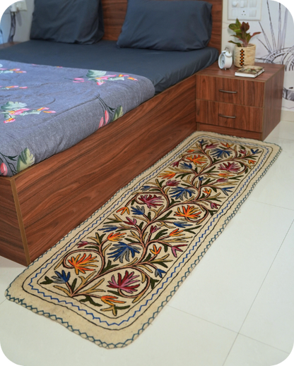 Handmade Namda Bedside Runner | Kashmiri Wool Felt Rug