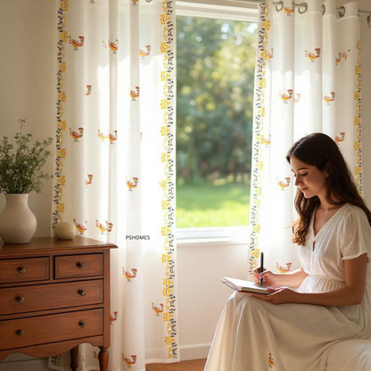 Kolam Print Cotton Door Curtain 7 X 4 ft (Set of 2)