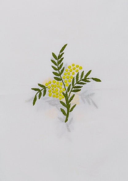 White Floral Bengal Hand Embroidery Semi Sheer Curtain