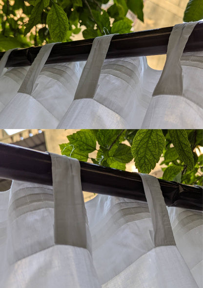 White Floral Bengal Hand Embroidery Semi Sheer Curtain