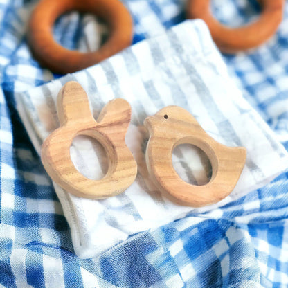 Gum Strengthening Neem Wooden Teethers – Bunny & Dove Shapes