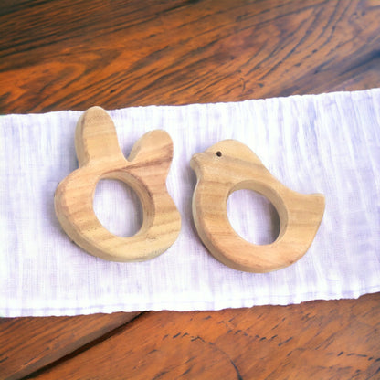 Gum Strengthening Neem Wooden Teethers – Bunny & Dove Shapes
