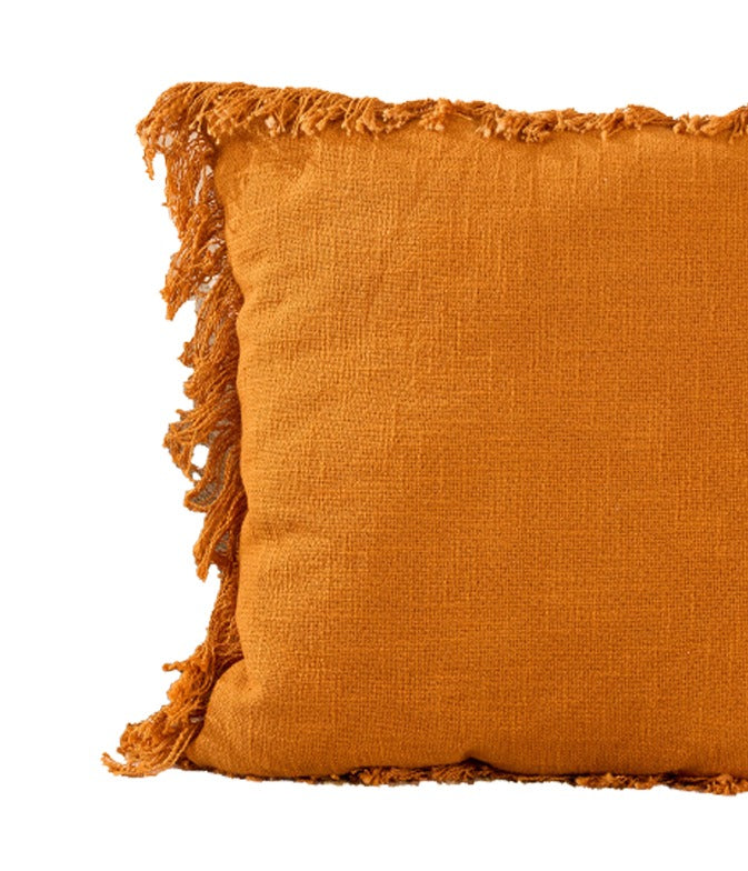 Fringes Elegance Cotton Cushion | Textured Decorative Cushion