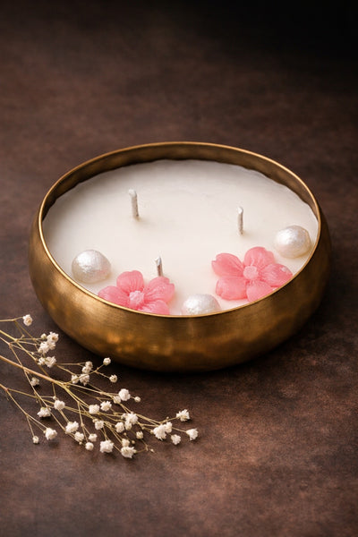 Rose Scented Floral Urli Candle – Elegant Home Fragrance Decor