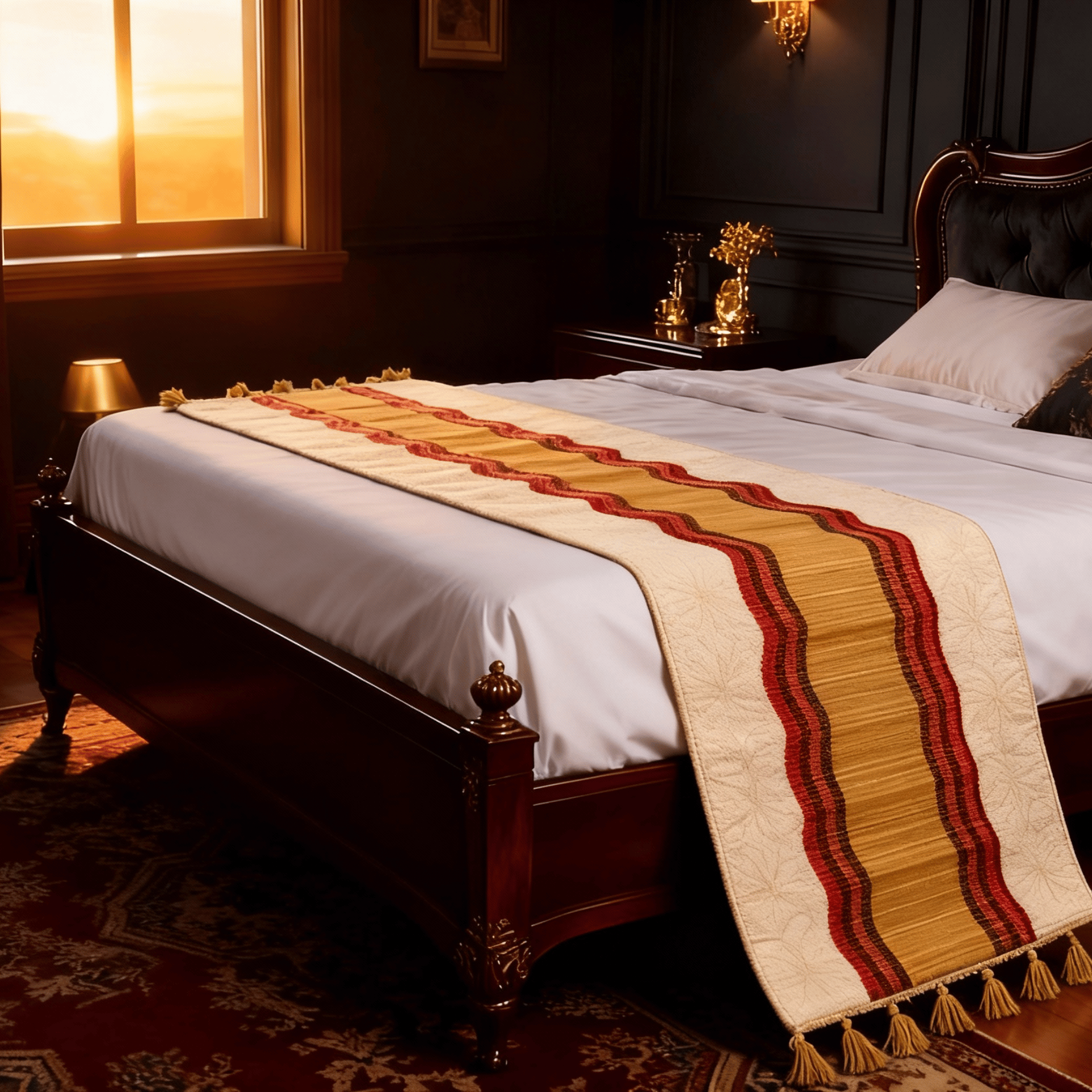 Bamboo Bed Mat Snowflake Weave with Muga Gold – Natural Comfort