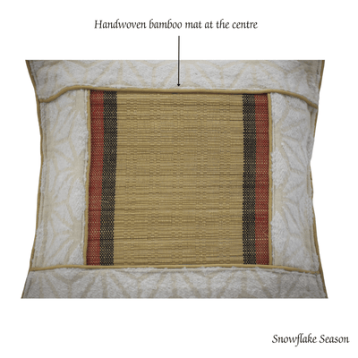 Bamboo Cushion Cover Snowflake Weave with Muga Gold – Elegant Decor