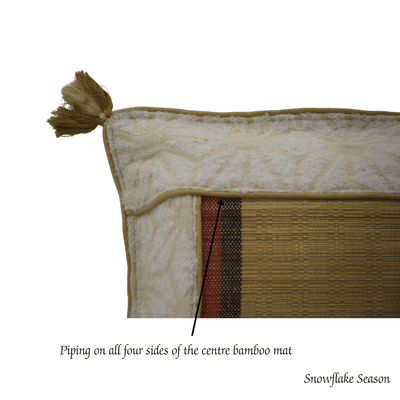 Bamboo Cushion Cover Snowflake Weave with Muga Gold – Elegant Decor