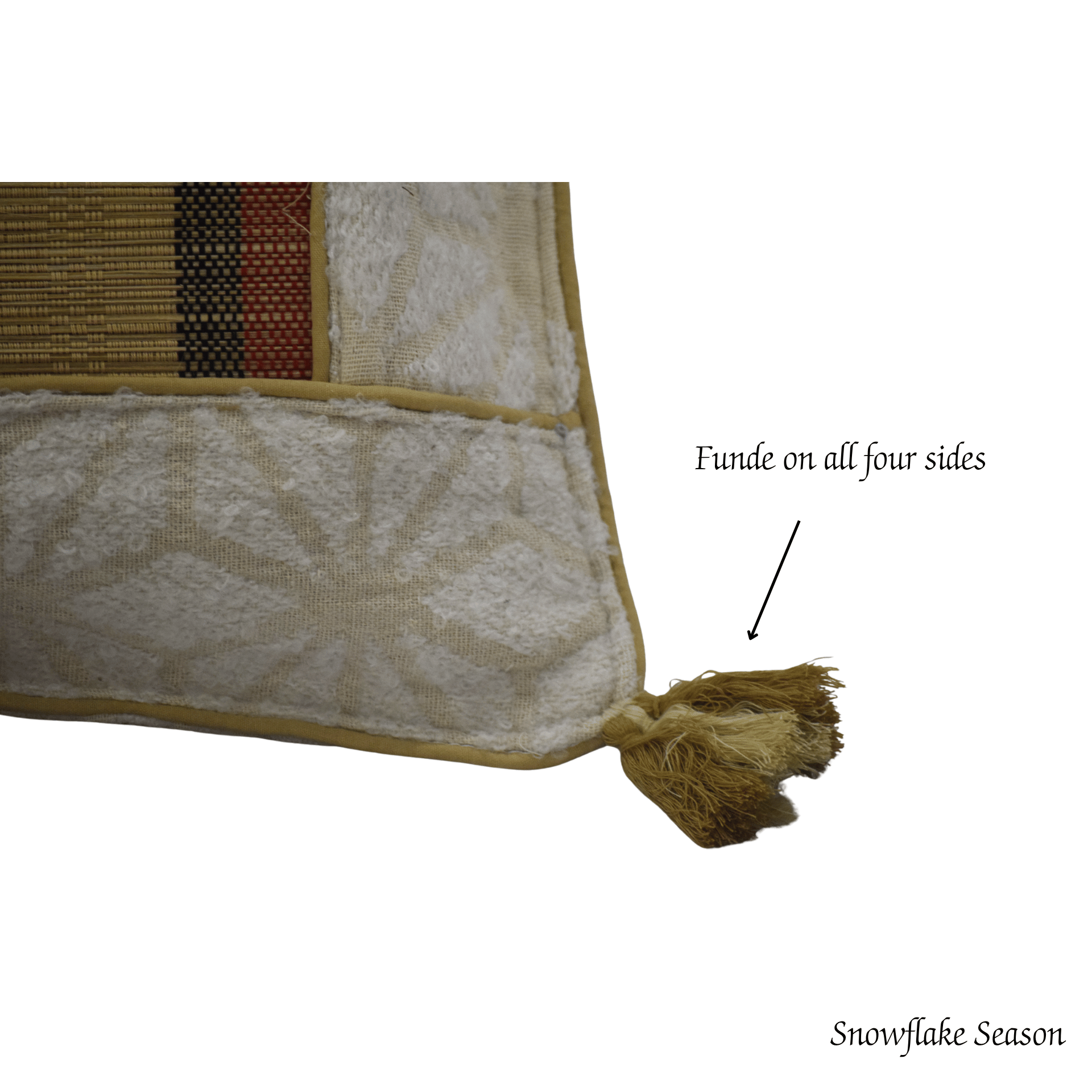 Bamboo Cushion Cover Snowflake Weave with Muga Gold – Elegant Decor